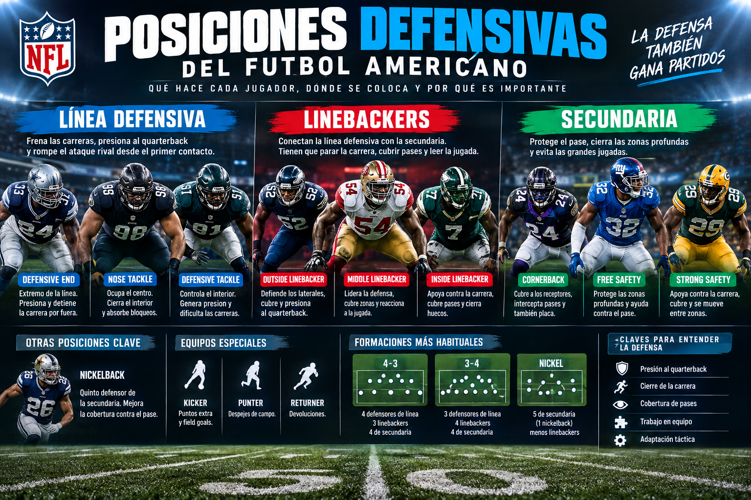 posiciones defensa futbol americano